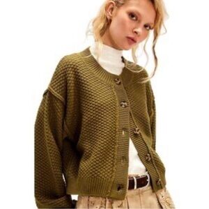 Free People Lila Olive Green Cardigan